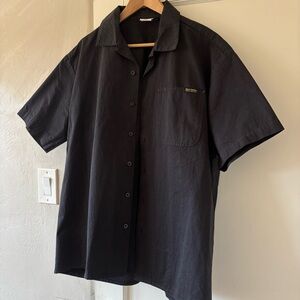 Hard Yakka x Thrills Short Sleeve Button Down Black Shirt Mens Medium